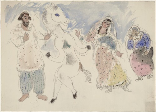夏加尔-Gypsies and a Horse, costume design for Aleko (Scene IV) 第1页