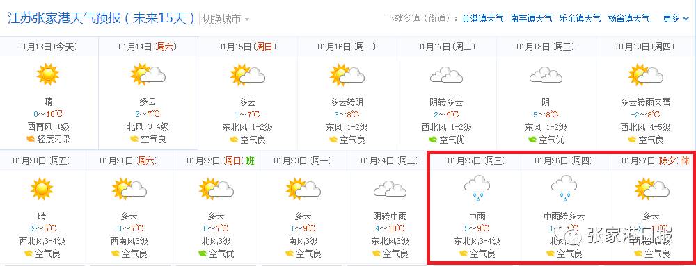 靖江天气预报15天