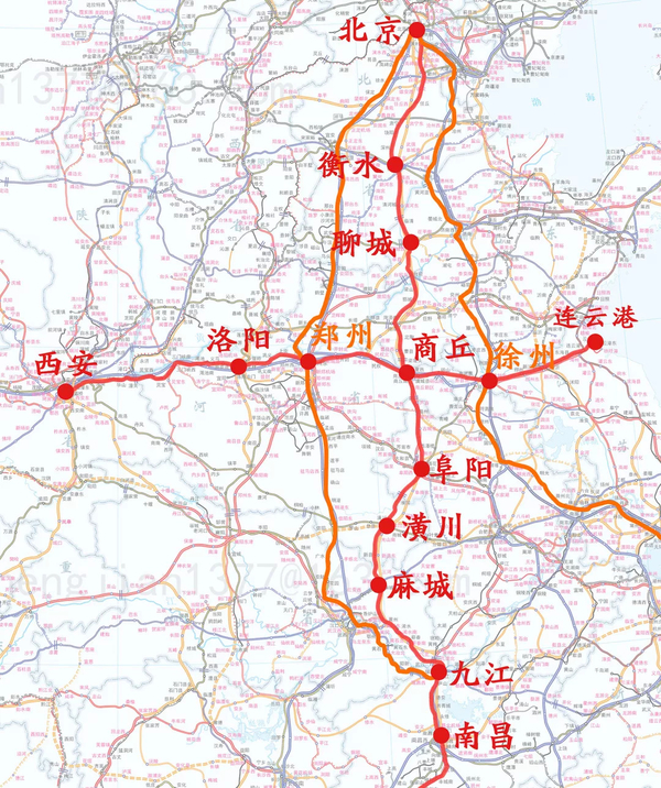 除了引入商丘站的方案外 还规划有跨越陇海铁路 通过联络线连通陇海图片