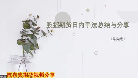 [图]【期货视频分享】陈向忠股指期货日内手法总结与分享