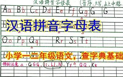 [图]汉语拼音字母表,小学一二年级语文,查字典音序