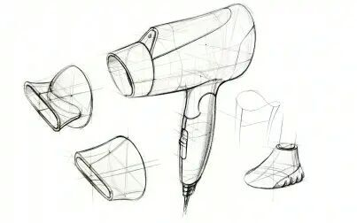 [图]【果石】工业设计手绘基础-吹风机产品写生练习-工业设计考研