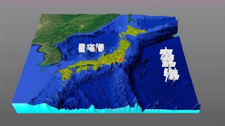 [图]俯瞰日本地形,由6000多个岛屿组成,山地和丘陵约占总面积的71%