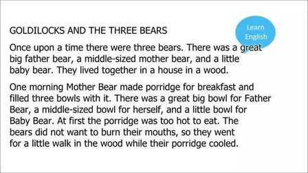 [图]听故事学英语听力 Goldilocks and the three bears