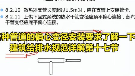 [图]各种管道的偏心变径安装要求了解一下建筑给排水规范详解第十七节