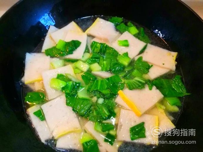 美食，鱼糕青菜粉丝汤的做法