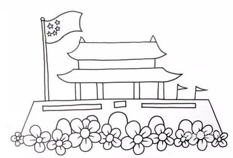 国庆节天安门简笔画绘画流程