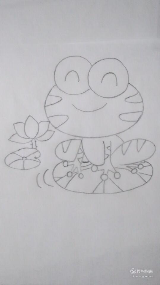 荷叶上的小青蛙简笔画画法