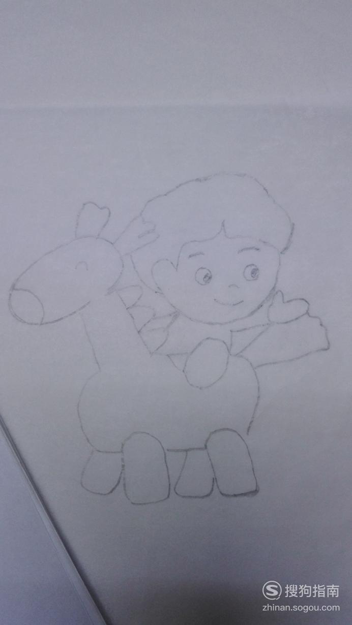 如何画骑木马的小男孩的简笔画优质