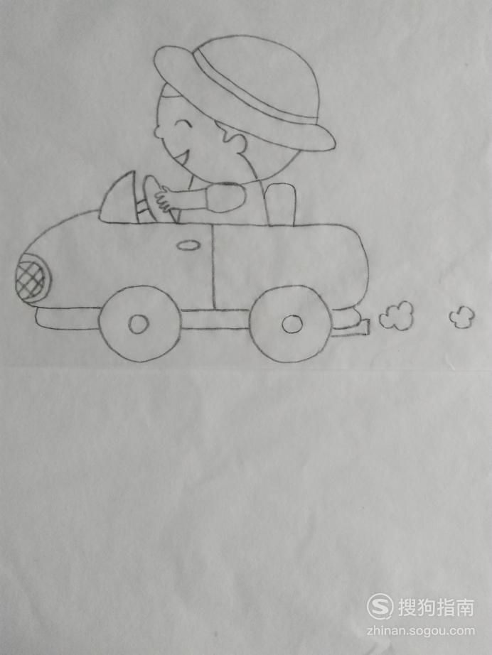 简笔画宝宝开小汽车的画法