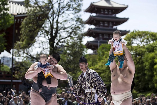 日本举行“宝宝哭”相扑赛 哭声最大婴儿将获胜 第1页
