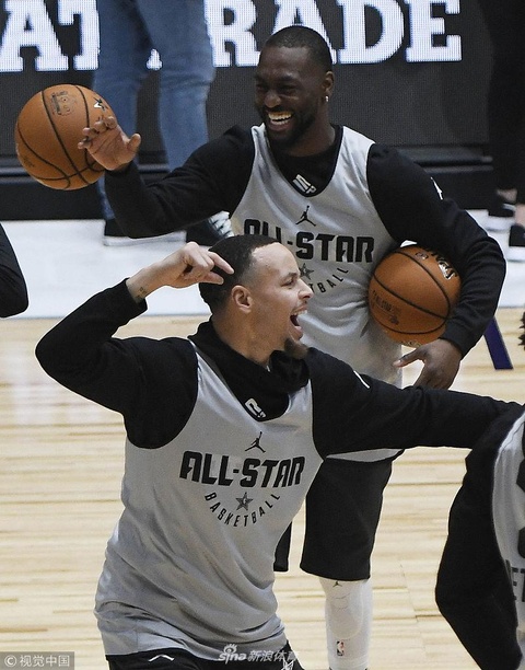 NBA全明星赛前众星热身 詹姆斯成焦点(8) 第8页