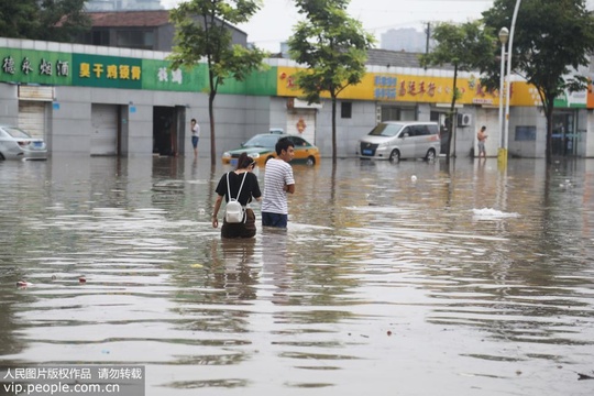 江苏丰县遭遇特大暴雨 城区部分路段积水严重(3) 第3页