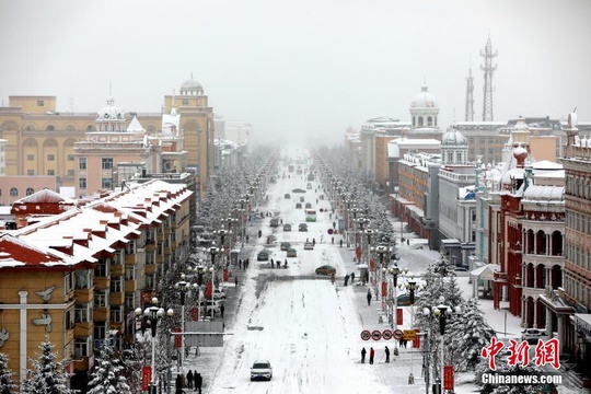 漠河迎入秋最大降雪 雪深超10厘米 第1页