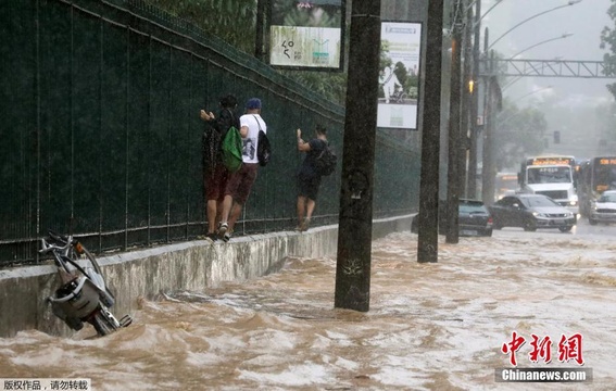 巴西遭暴雨侵袭 街道变河道 第1页