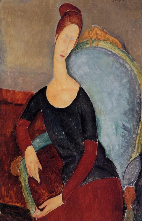 莫迪里阿尼-Portrait of Jeanne Hebuterne in a Blue Chair 第1页